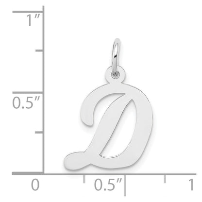 14K Weißgold 14K Weißgold Mittel Schreibschrift Buchstabe D Initiale Charm