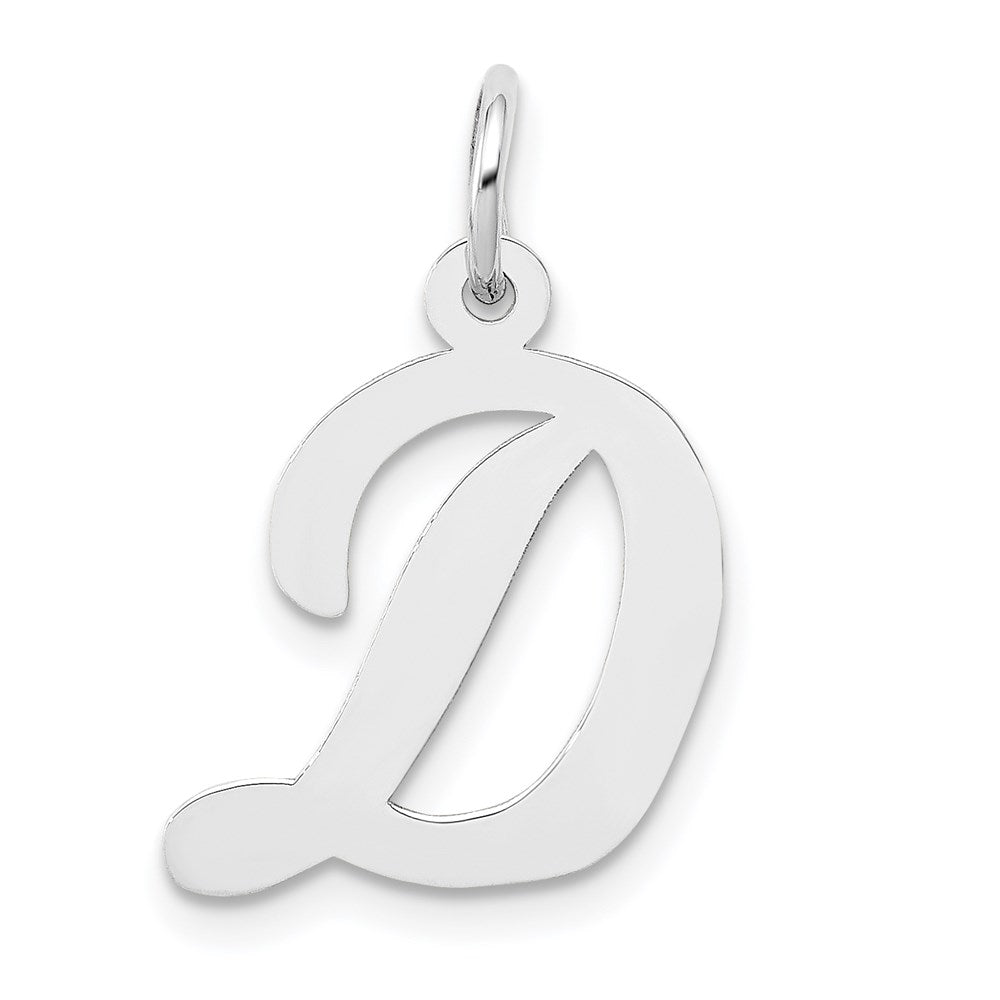 14K Weißgold 14K Weißgold Mittel Schreibschrift Buchstabe D Initiale Charm