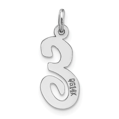 14K Weißgold 14K Weißgold Mittel Schreibschrift Buchstabe E Initiale Charm