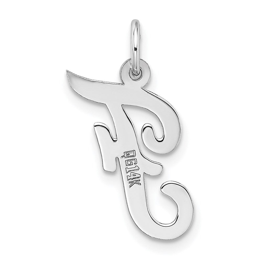 14K Weißgold 14K Weißgold Mittel Schreibschrift Buchstabe F Initiale Charm