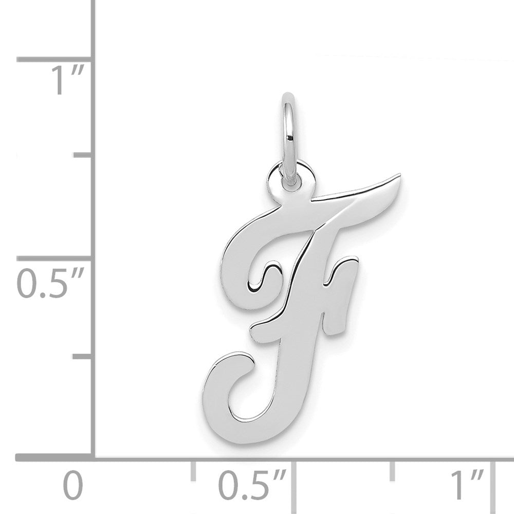 14K Weißgold 14K Weißgold Mittel Schreibschrift Buchstabe F Initiale Charm