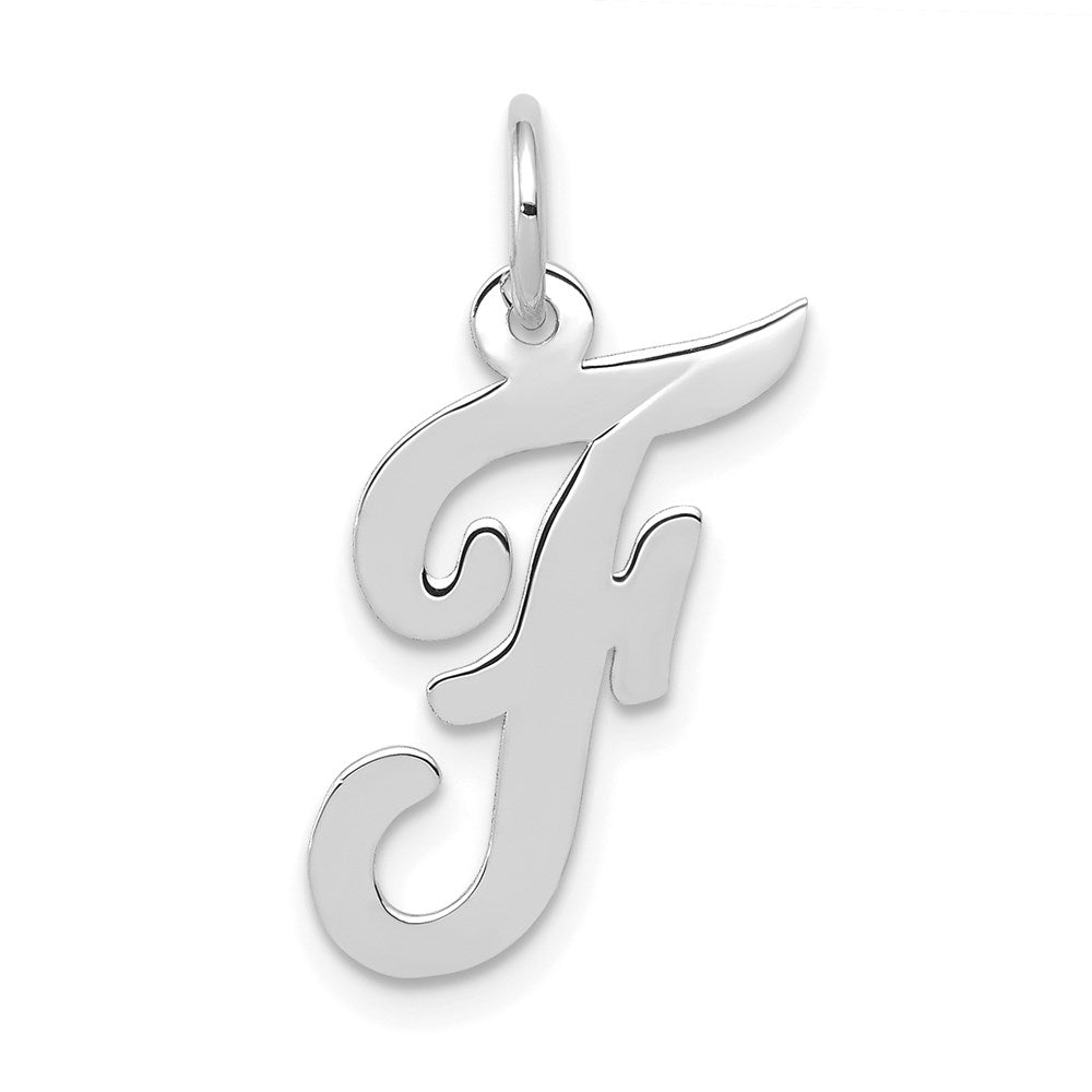 14K Weißgold 14K Weißgold Mittel Schreibschrift Buchstabe F Initiale Charm