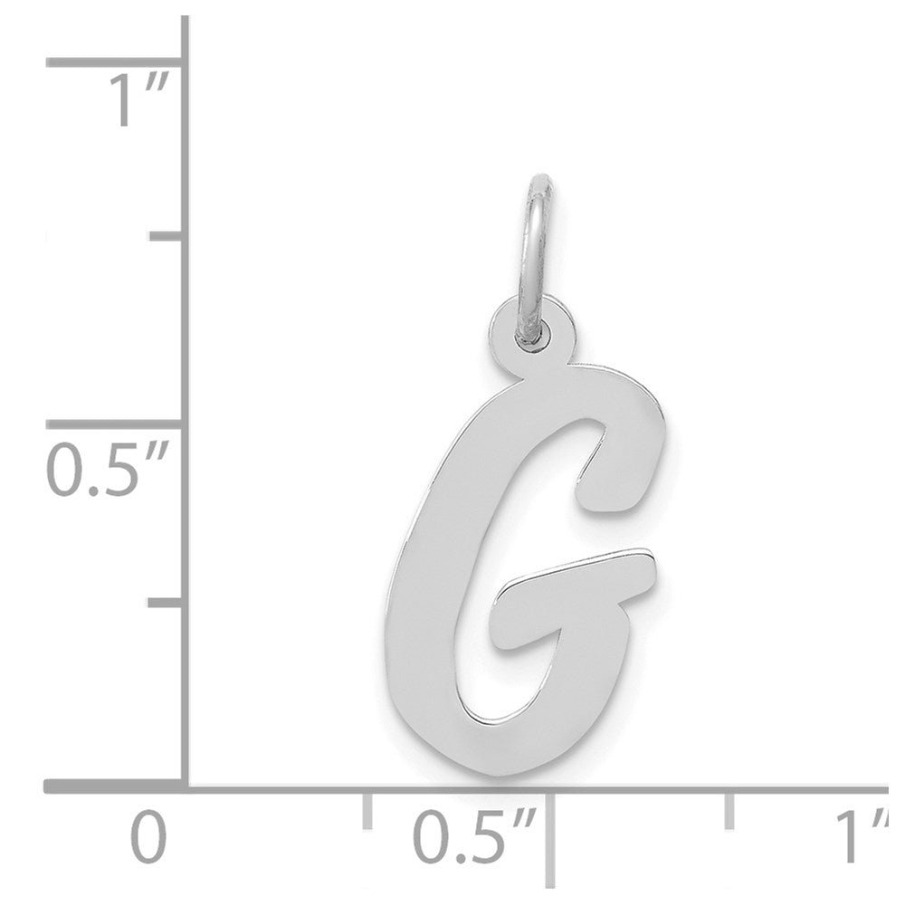 14K Weißgold 14K Weißgold Mittel Schreibschrift Buchstabe G Initiale Charm