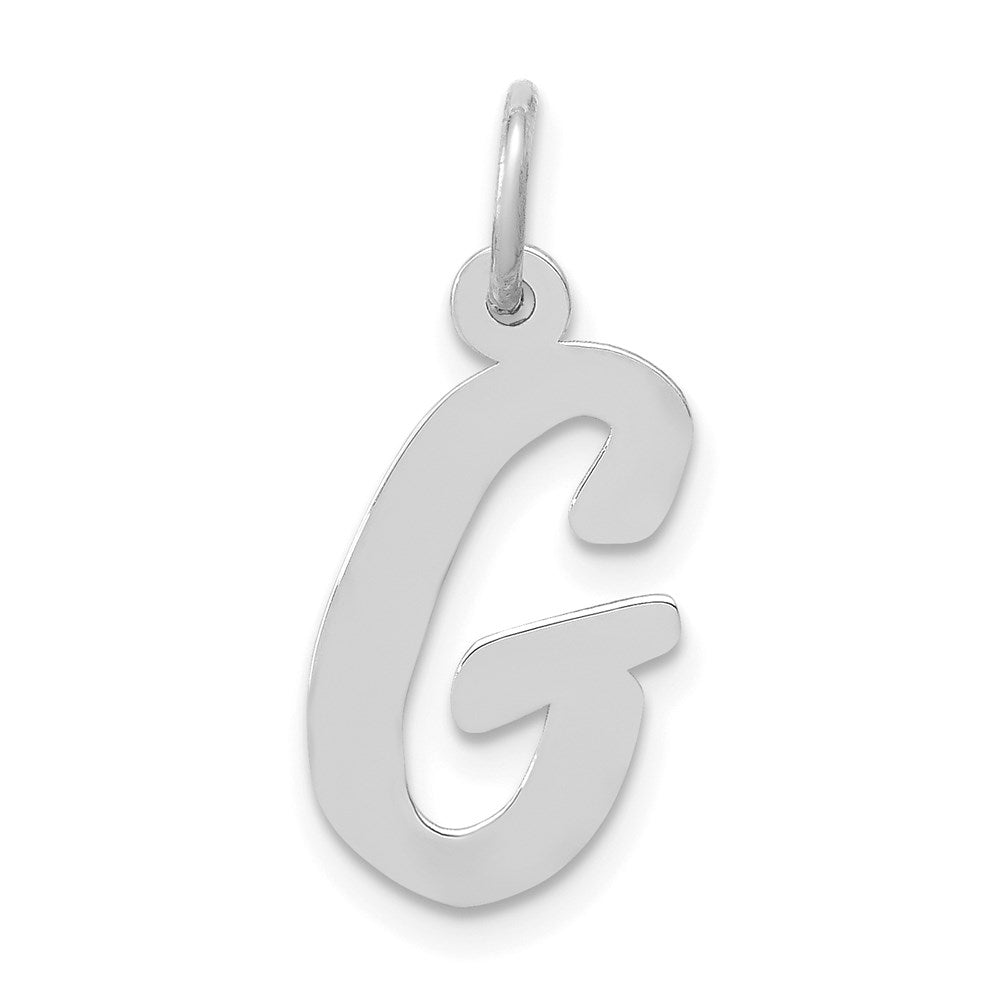 14K Weißgold 14K Weißgold Mittel Schreibschrift Buchstabe G Initiale Charm