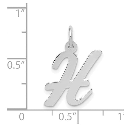 14K Weißgold 14K Weißgold Mittel Schreibschrift Buchstabe H Initiale Charm
