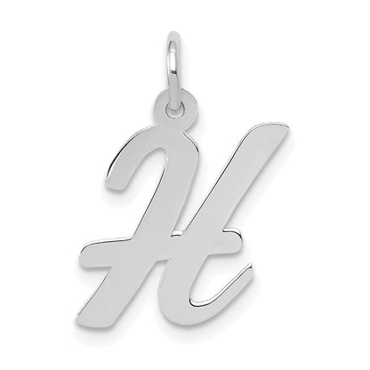 14K Weißgold 14K Weißgold Mittel Schreibschrift Buchstabe H Initiale Charm