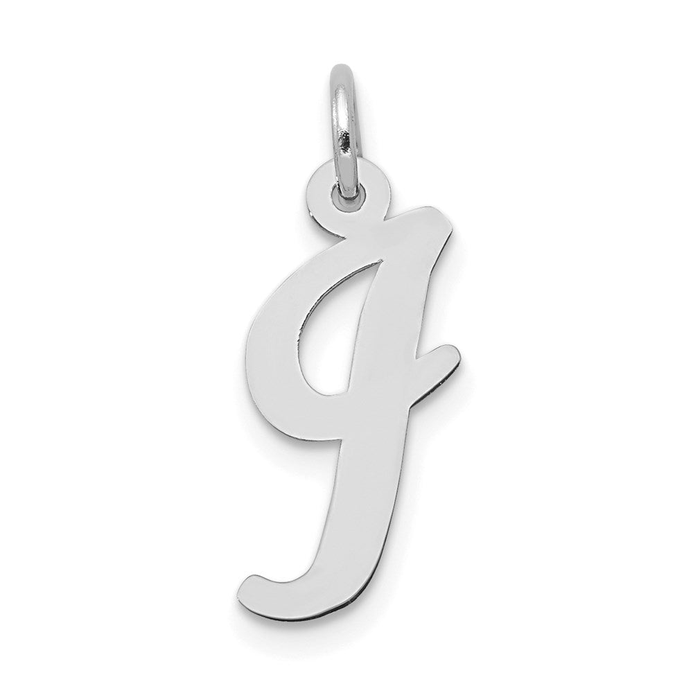 14K Weißgold 14K Weißgold Mittel Schreibschrift Buchstabe I Initiale Charm