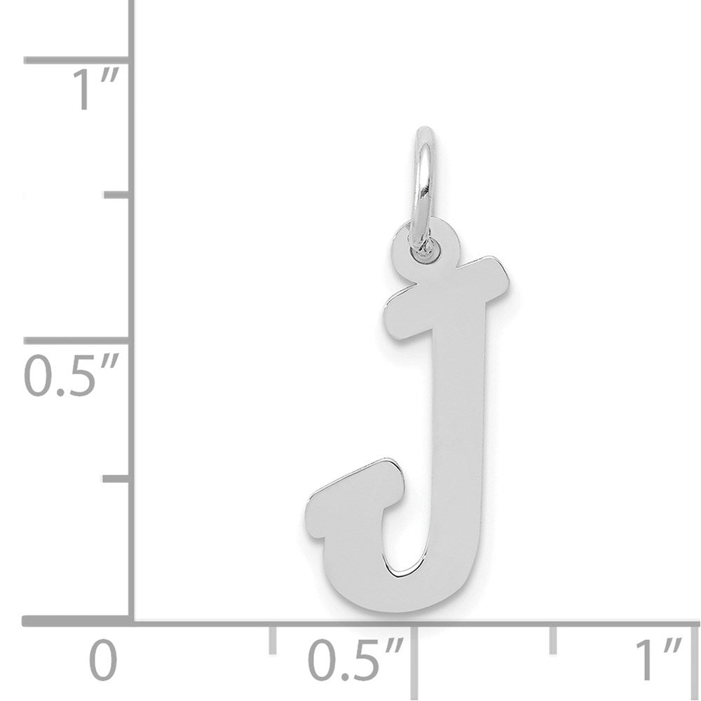 14K Weißgold 14K Weißgold Mittel Schreibschrift Buchstabe J Initiale Charm