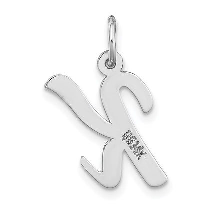 14K Weißgold 14K Weißgold Mittel Schreibschrift Buchstabe K Initiale Charm