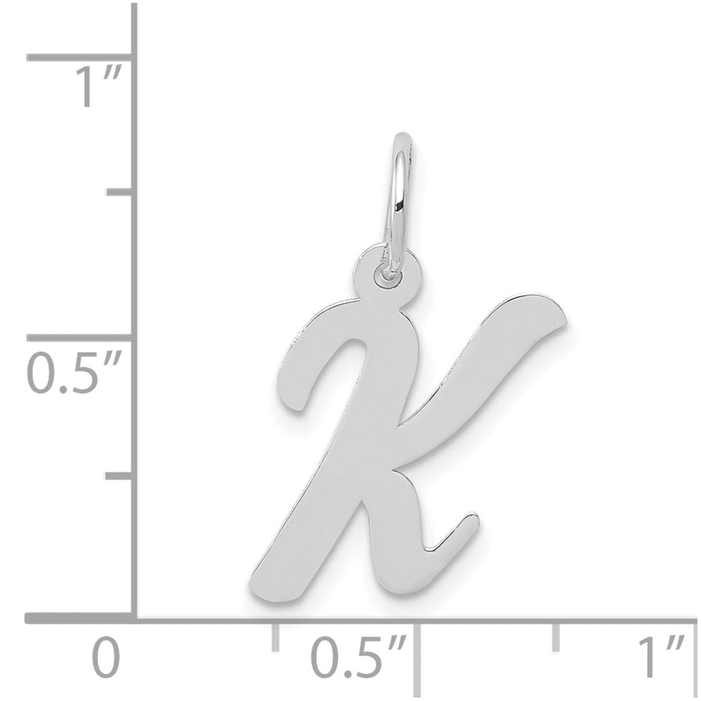 14K Weißgold 14K Weißgold Mittel Schreibschrift Buchstabe K Initiale Charm