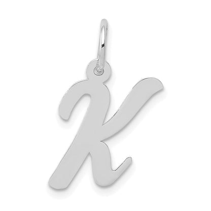 14K Weißgold 14K Weißgold Mittel Schreibschrift Buchstabe K Initiale Charm