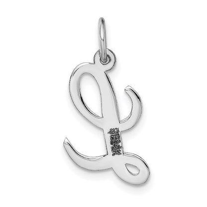 14K Weißgold 14K Weißgold Mittel Schreibschrift Buchstabe L Initiale Charm