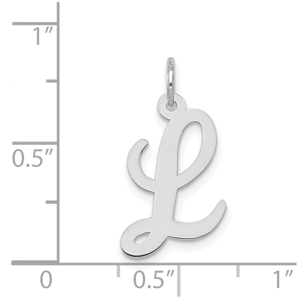 14K Weißgold 14K Weißgold Mittel Schreibschrift Buchstabe L Initiale Charm