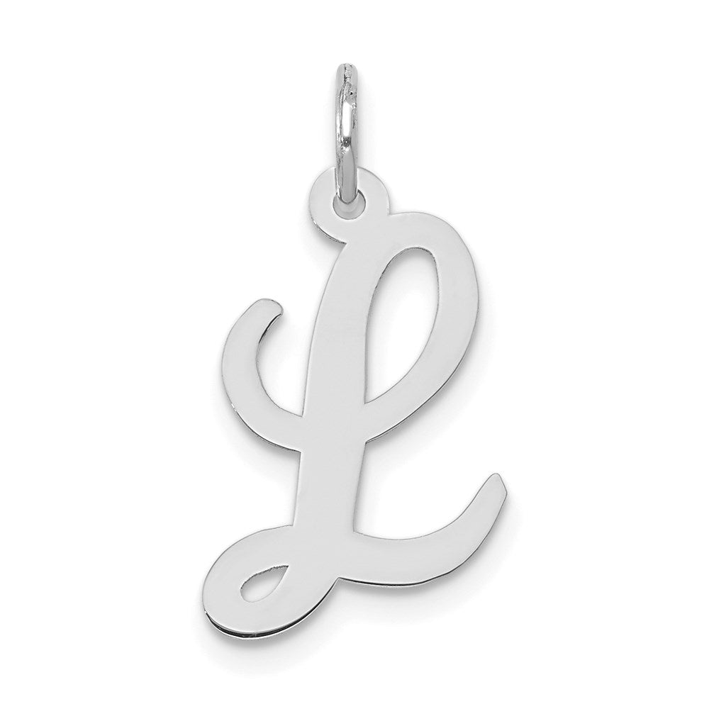 14K Weißgold 14K Weißgold Mittel Schreibschrift Buchstabe L Initiale Charm