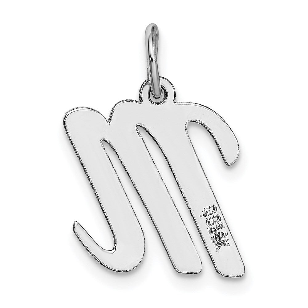 14K Weißgold 14K Weißgold Mittel Schreibschrift Buchstabe M Initiale Charm