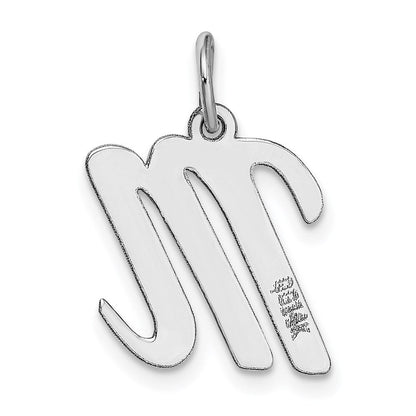 14K Weißgold 14K Weißgold Mittel Schreibschrift Buchstabe M Initiale Charm