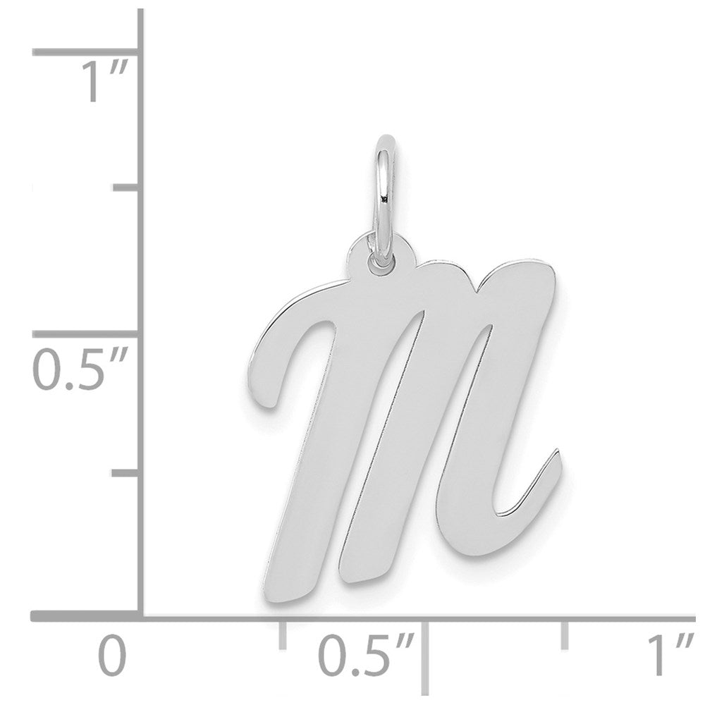 14K Weißgold 14K Weißgold Mittel Schreibschrift Buchstabe M Initiale Charm