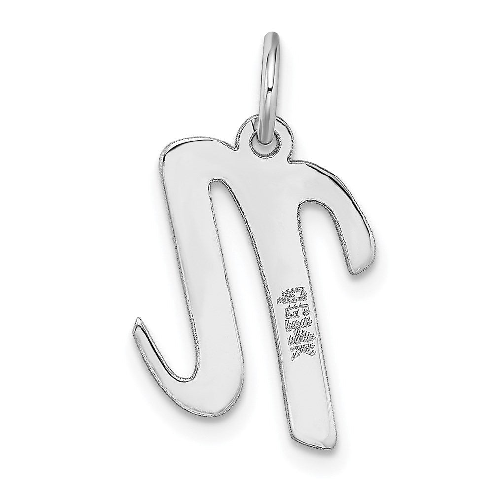 14K Weißgold 14K Weißgold Mittel Schreibschrift Buchstabe N Initiale Charm