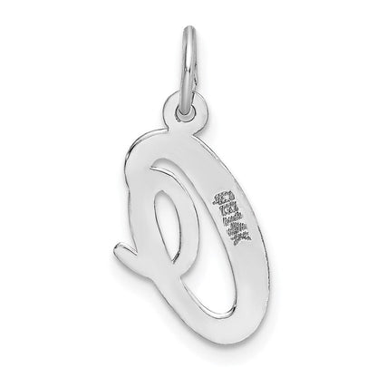 14K Weißgold 14K Weißgold Mittel Schreibschrift Buchstabe O Initiale Charm