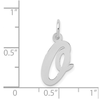 14K Weißgold 14K Weißgold Mittel Schreibschrift Buchstabe O Initiale Charm