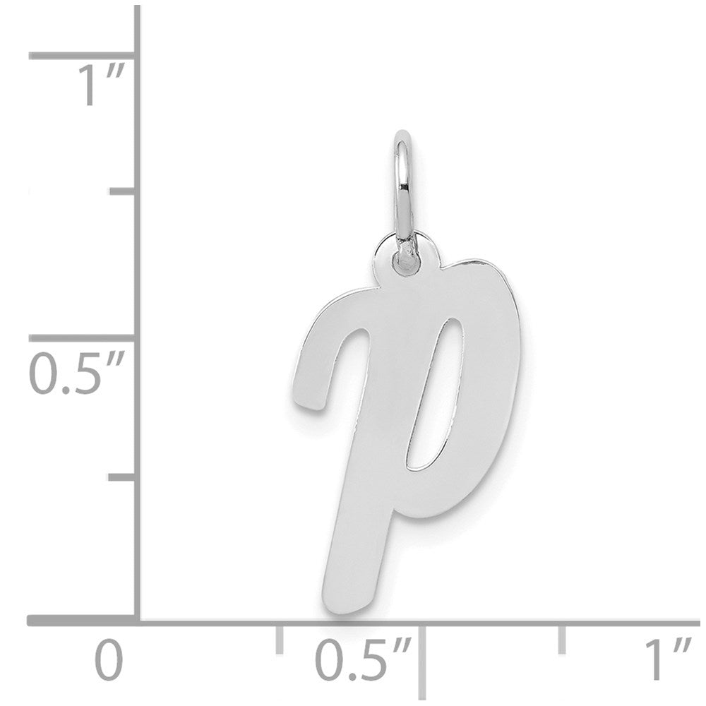 14K Weißgold 14K Weißgold Mittel Schreibschrift Buchstabe P Initiale Charm