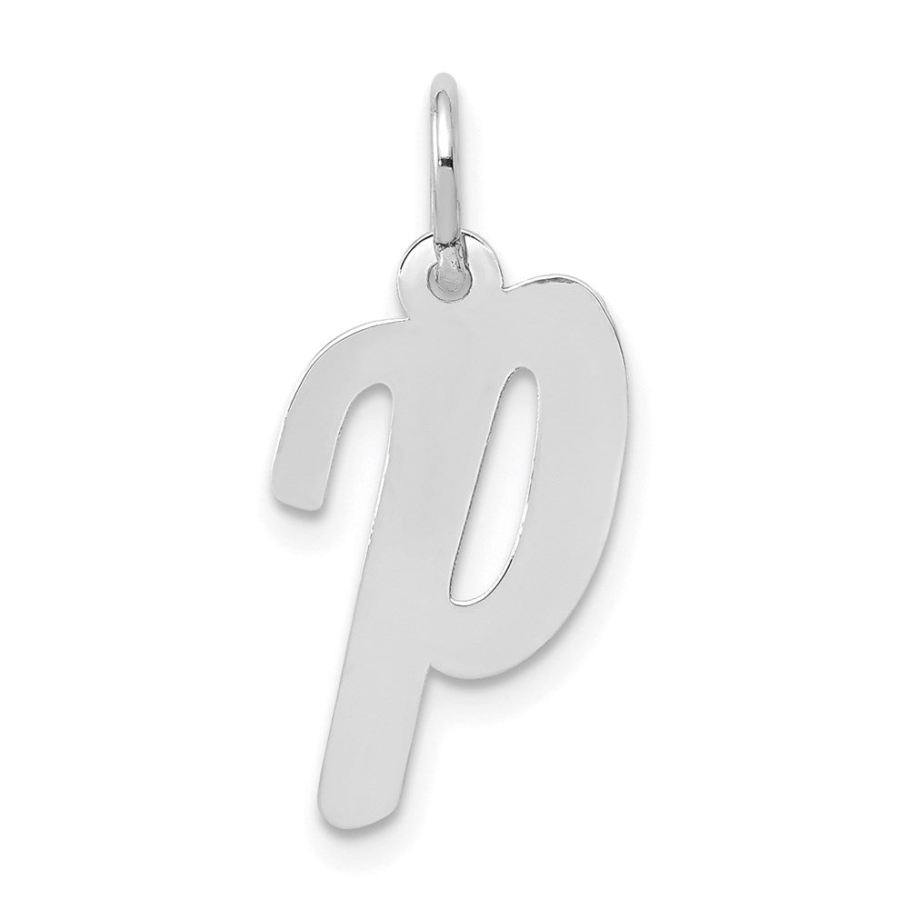 14K Weißgold 14K Weißgold Mittel Schreibschrift Buchstabe P Initiale Charm