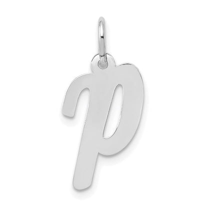 14K Weißgold 14K Weißgold Mittel Schreibschrift Buchstabe P Initiale Charm