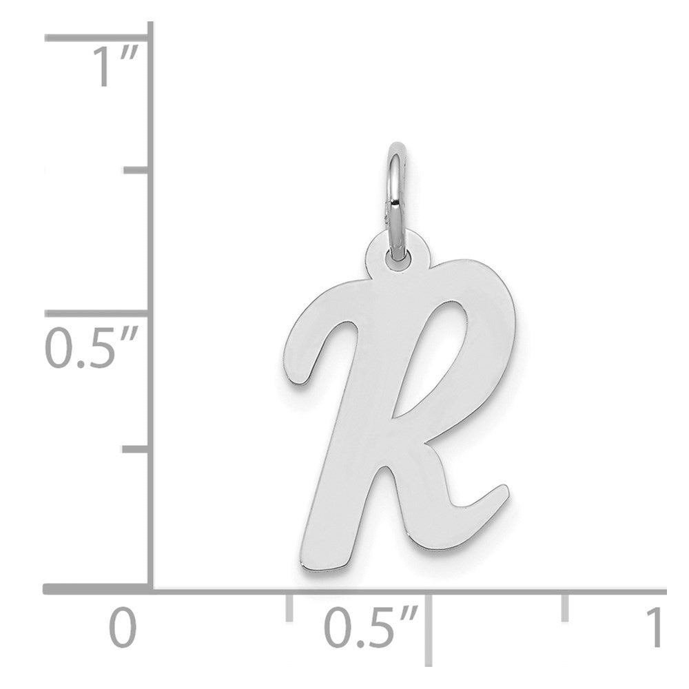 14K Weißgold 14K Weißgold Mittel Schreibschrift Buchstabe R Initiale Charm