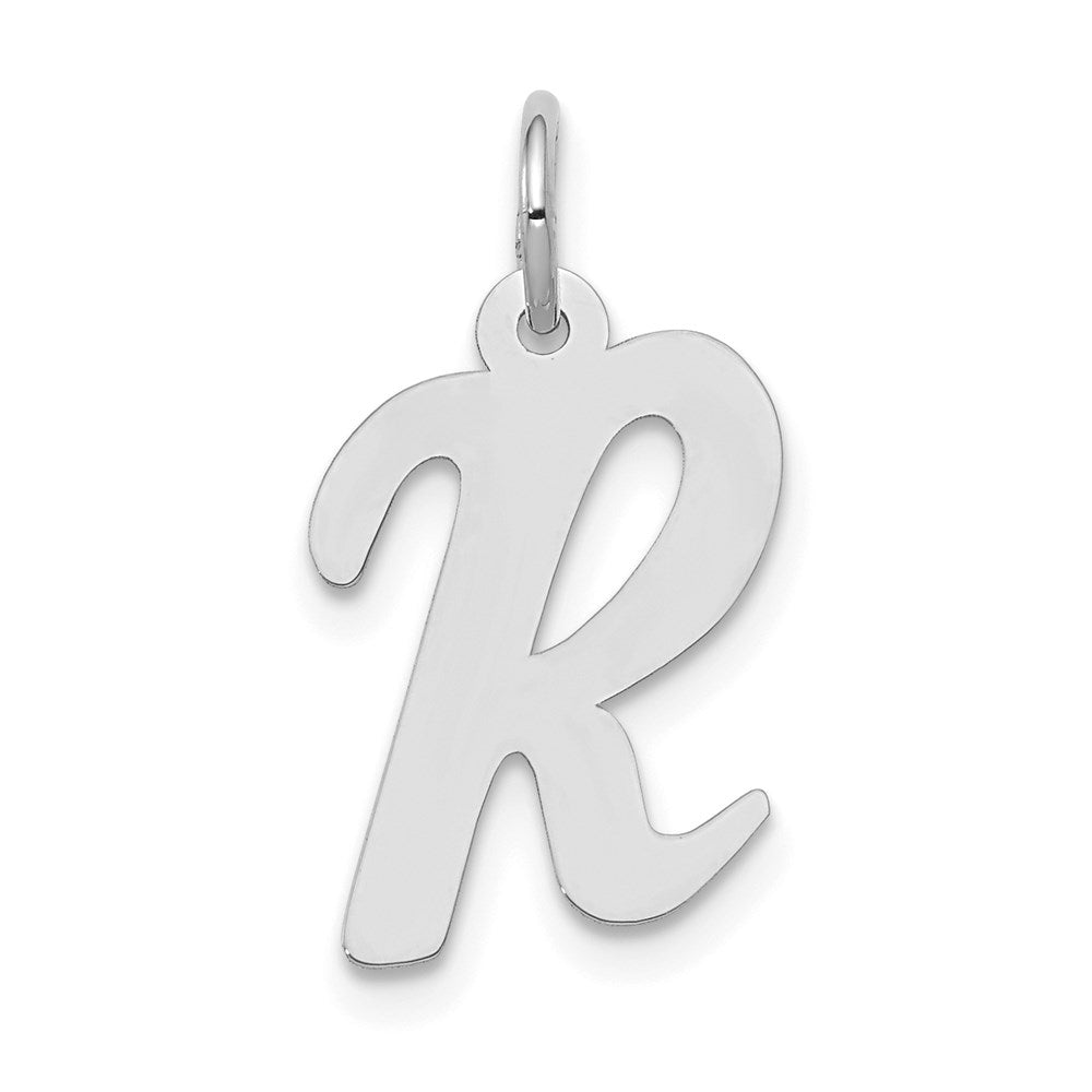 14K Weißgold 14K Weißgold Mittel Schreibschrift Buchstabe R Initiale Charm