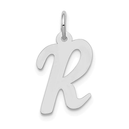 14K Weißgold 14K Weißgold Mittel Schreibschrift Buchstabe R Initiale Charm