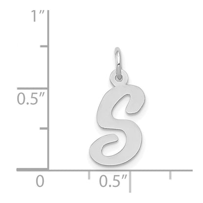 14K Weißgold 14K Weißgold Mittel Schreibschrift Buchstabe S Initiale Charm