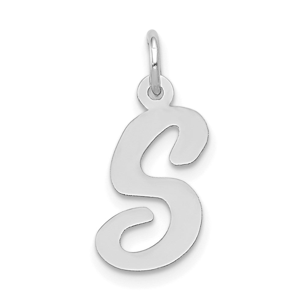 14K Weißgold 14K Weißgold Mittel Schreibschrift Buchstabe S Initiale Charm