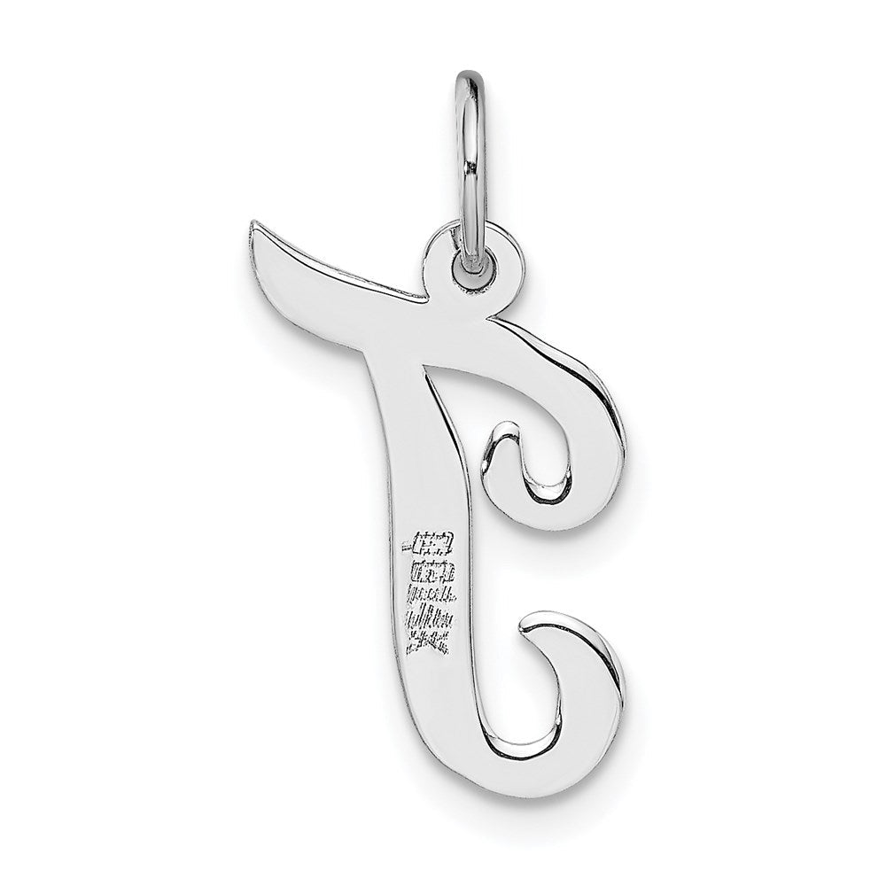 14K Weißgold 14K Weißgold Mittel Schreibschrift Buchstabe T Initiale Charm