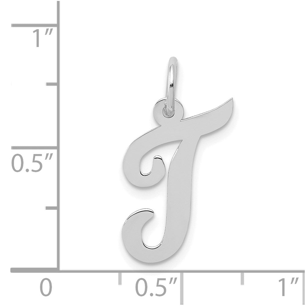 14K Weißgold 14K Weißgold Mittel Schreibschrift Buchstabe T Initiale Charm
