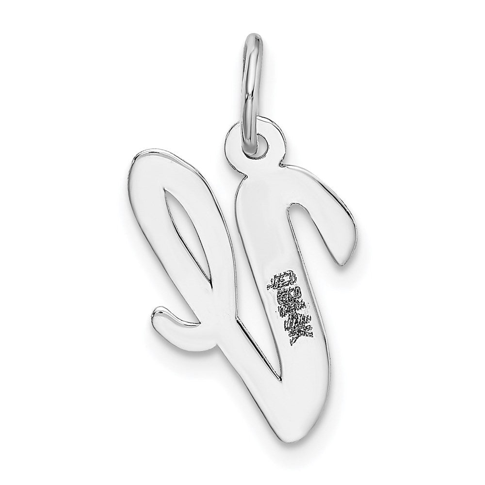 14K Weißgold 14K Weißgold Mittel Schreibschrift Buchstabe V Initiale Charm