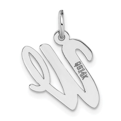 14K Weißgold 14K Weißgold Mittel Schreibschrift Buchstabe W Initiale Charm