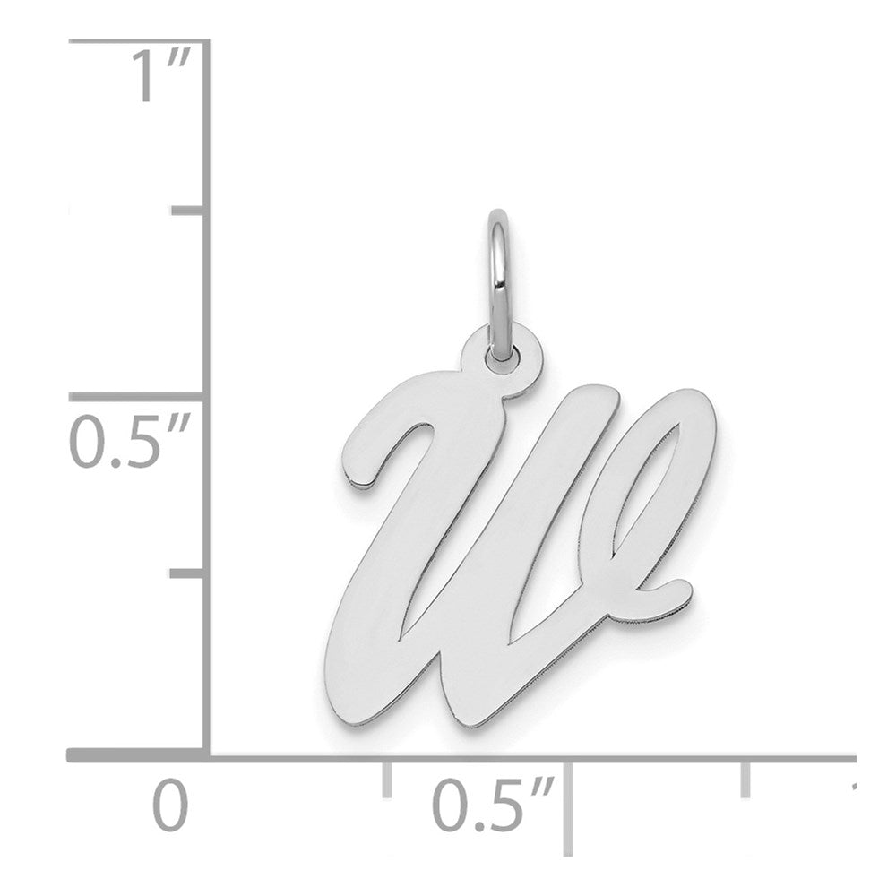 14K Weißgold 14K Weißgold Mittel Schreibschrift Buchstabe W Initiale Charm