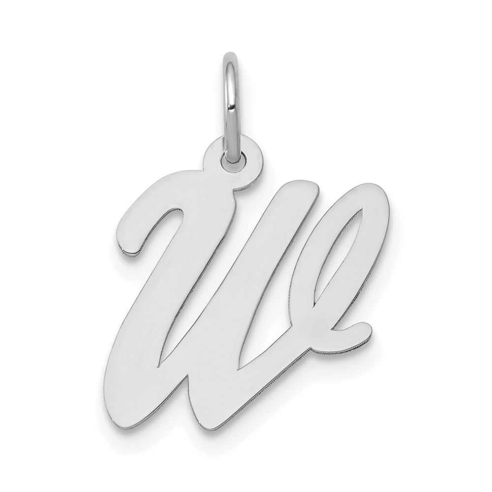 14K Weißgold 14K Weißgold Mittel Schreibschrift Buchstabe W Initiale Charm