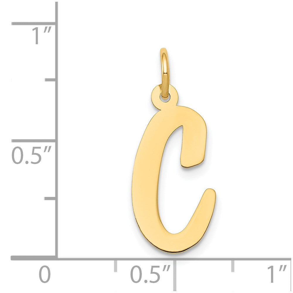 14K Gelbgold 14K Groß Schreibschrift Buchstabe C Initiale Charm