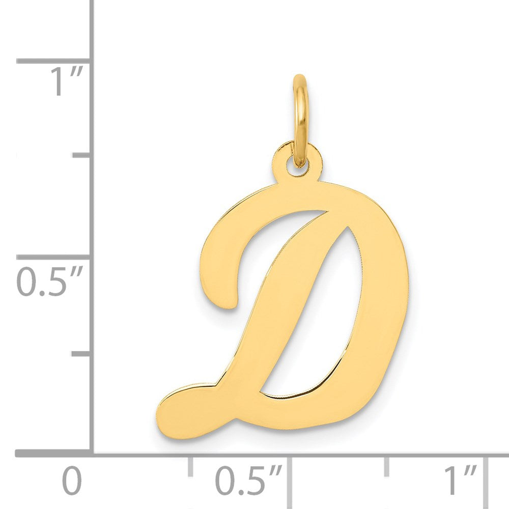 14K Gelbgold 14K Groß Schreibschrift Buchstabe D Initiale Charm