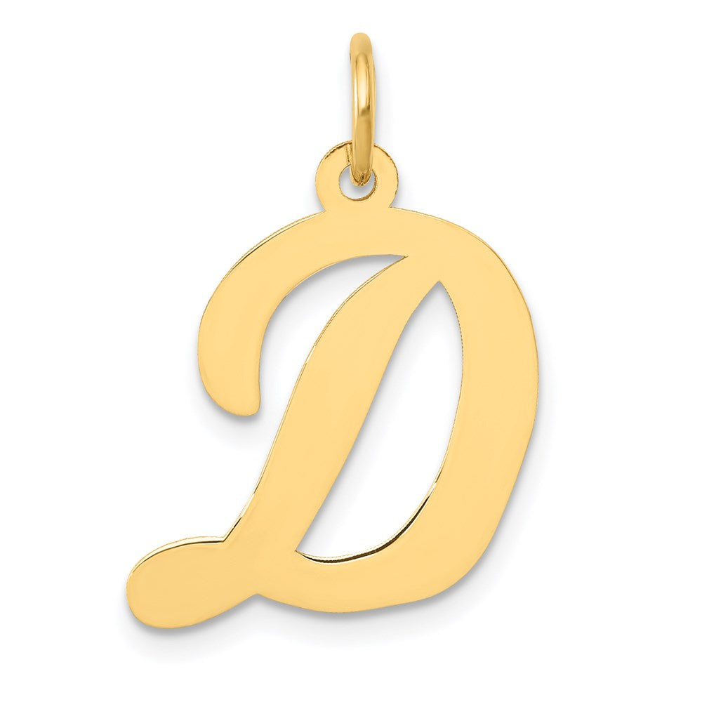 14K Gelbgold 14K Groß Schreibschrift Buchstabe D Initiale Charm