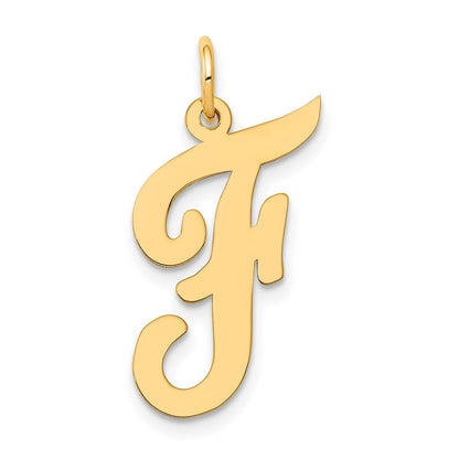 14K Gelbgold 14K Groß Schreibschrift Buchstabe F Initiale Charm