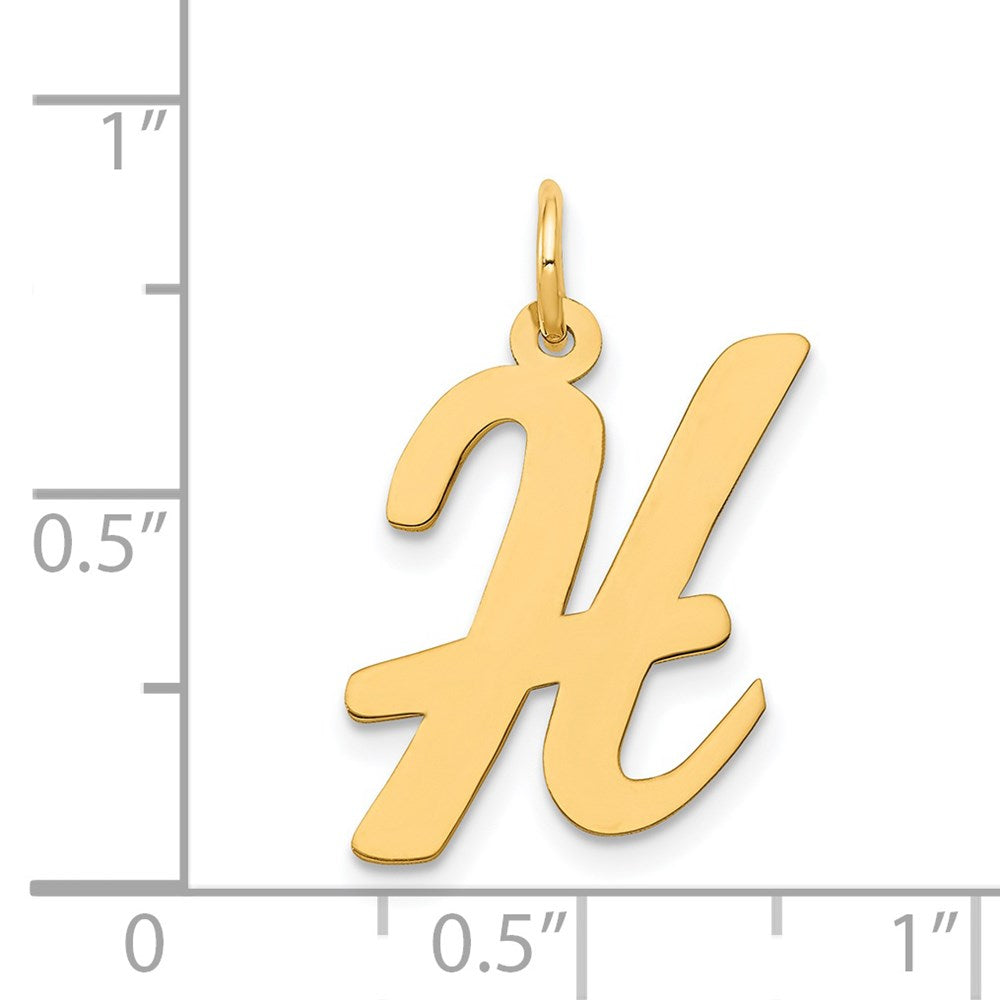 14K Gelbgold 14K Groß Schreibschrift Buchstabe H Initiale Charm