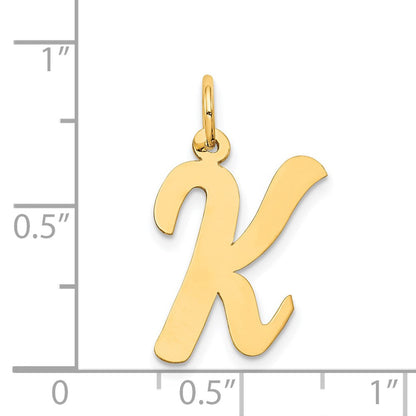 14K Gelbgold 14K Groß Schreibschrift Buchstabe K Initiale Charm