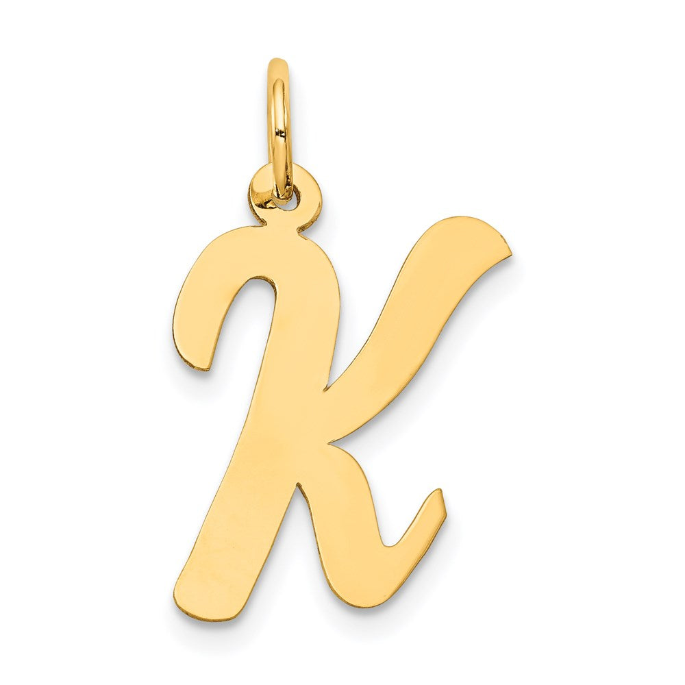 14K Gelbgold 14K Groß Schreibschrift Buchstabe K Initiale Charm