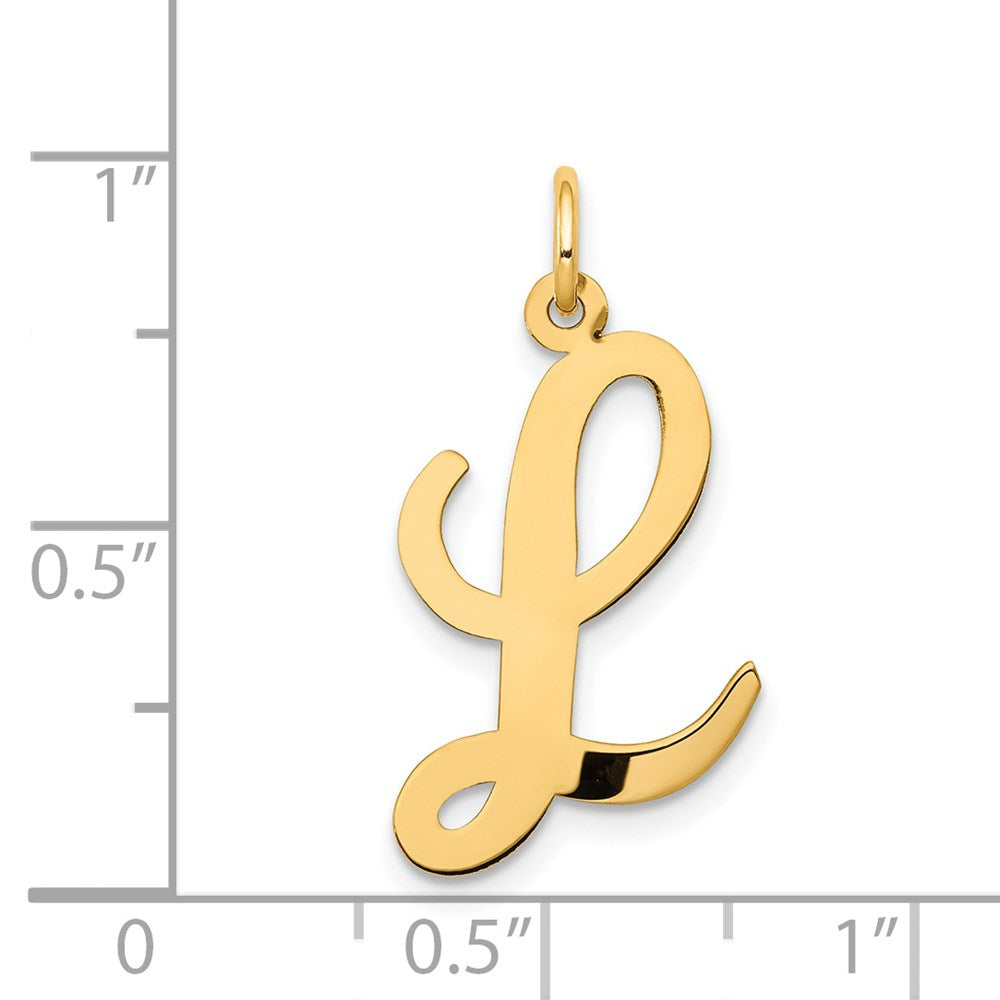 14K Gelbgold 14K Groß Schreibschrift Buchstabe L Initiale Charm