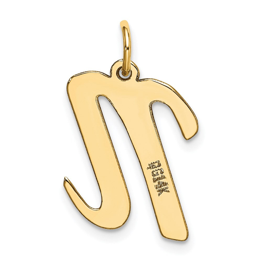 14K Gelbgold 14K Groß Schreibschrift Buchstabe N Initiale Charm