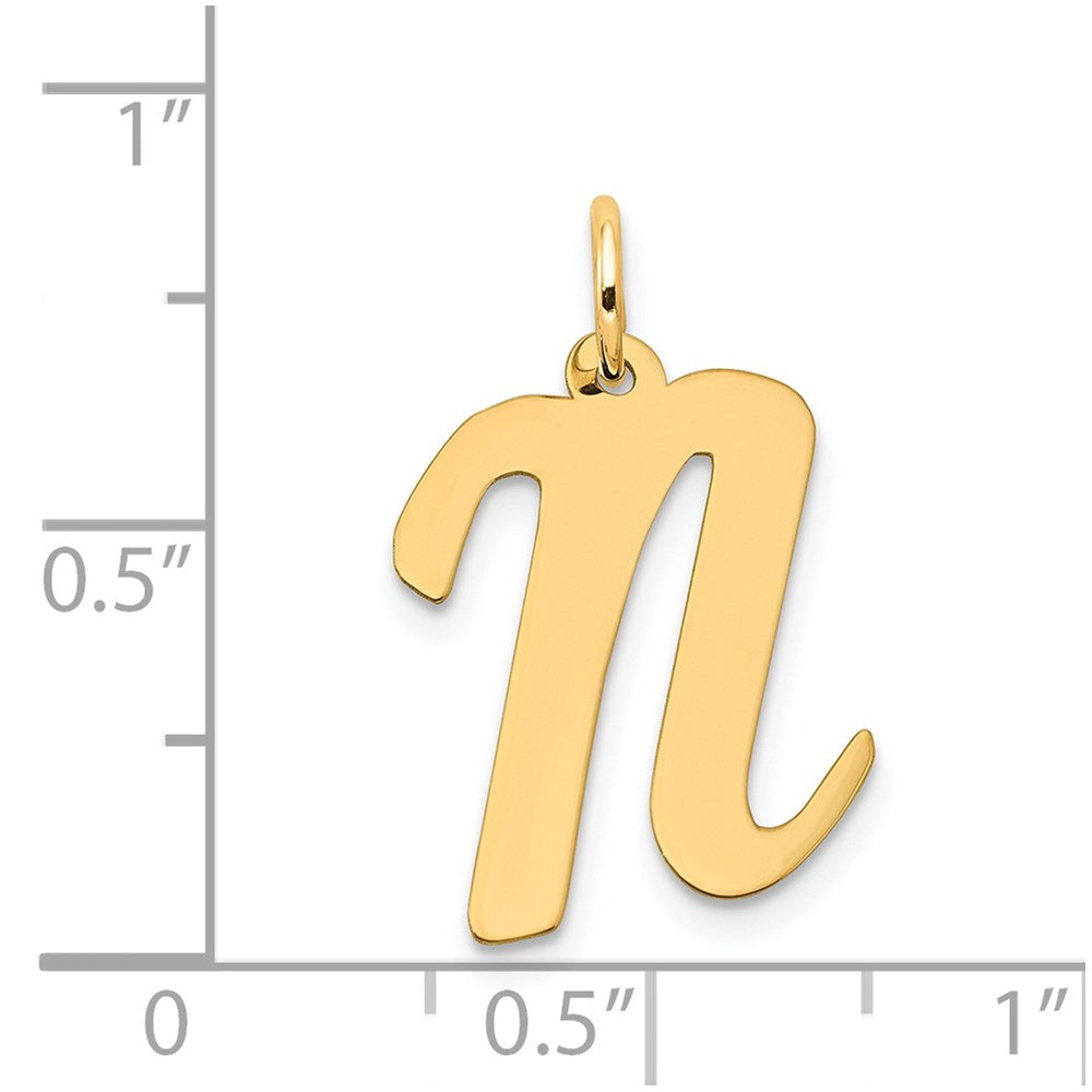 14K Gelbgold 14K Groß Schreibschrift Buchstabe N Initiale Charm