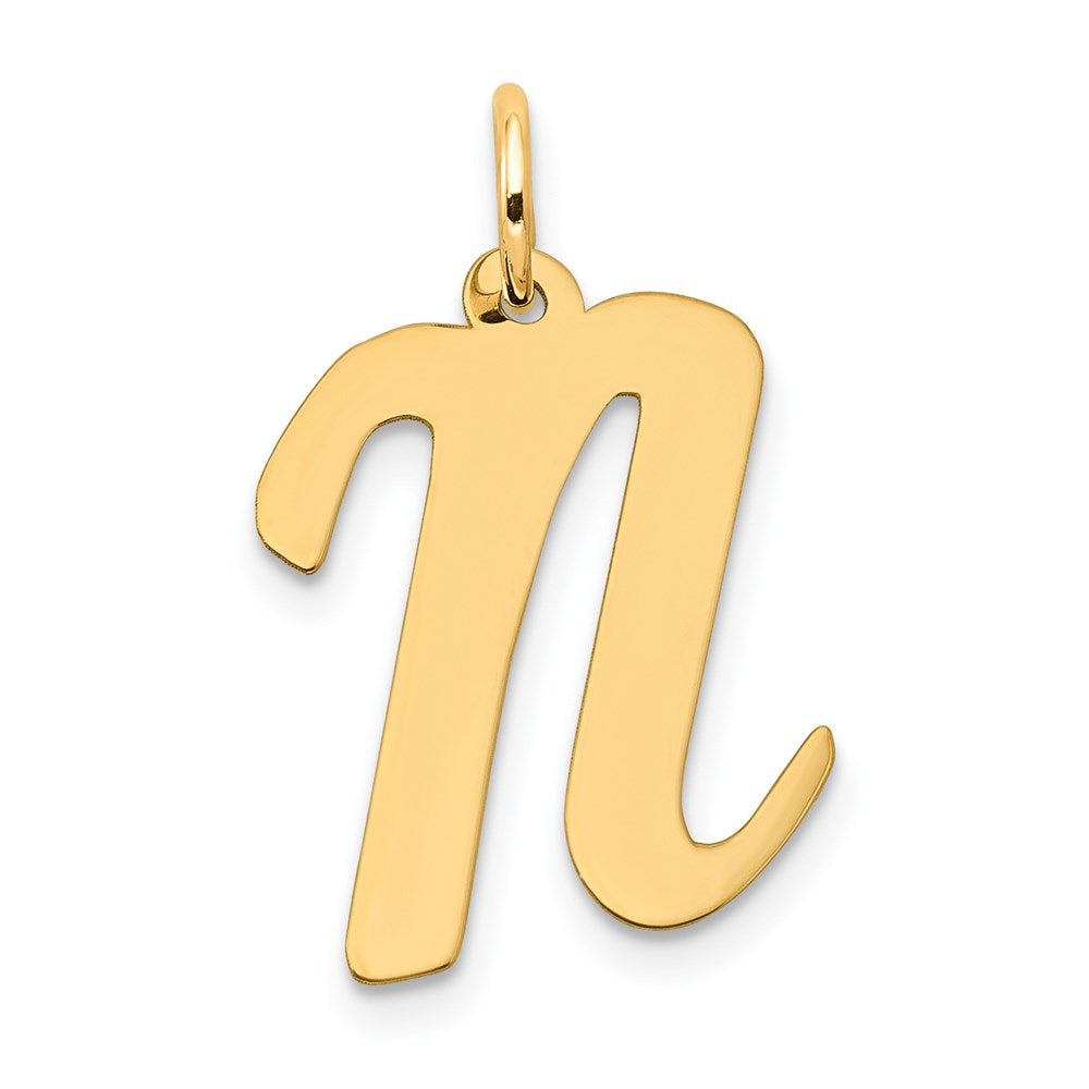 14K Gelbgold 14K Groß Schreibschrift Buchstabe N Initiale Charm