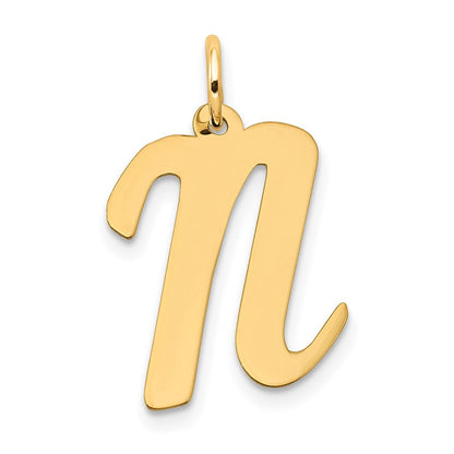 14K Gelbgold 14K Groß Schreibschrift Buchstabe N Initiale Charm